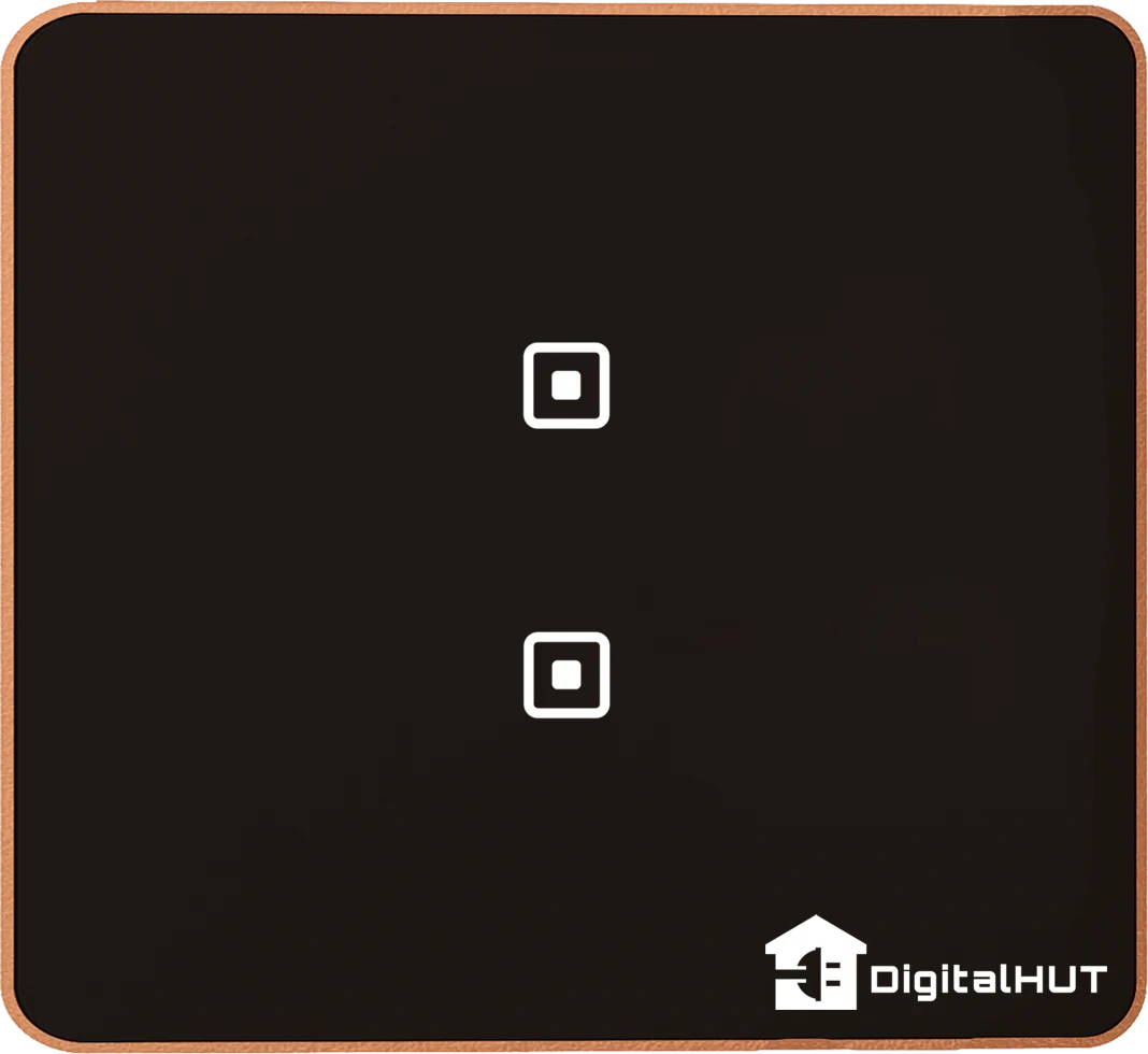 DigitalHUT 2-key square glass touch switch with copper bezel